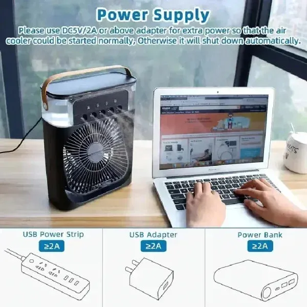 3-in-1 Portable Air Cooler and LED Night Light for Home and Office