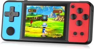 32 Bit Handheld Games for Kids Built-in 139 Video Games,3.0" IPS Screen Rechargeable Portable Arcade Gaming Player,Electronic Toys for Boys Girls Birthday Xmas Gift Blue-Red