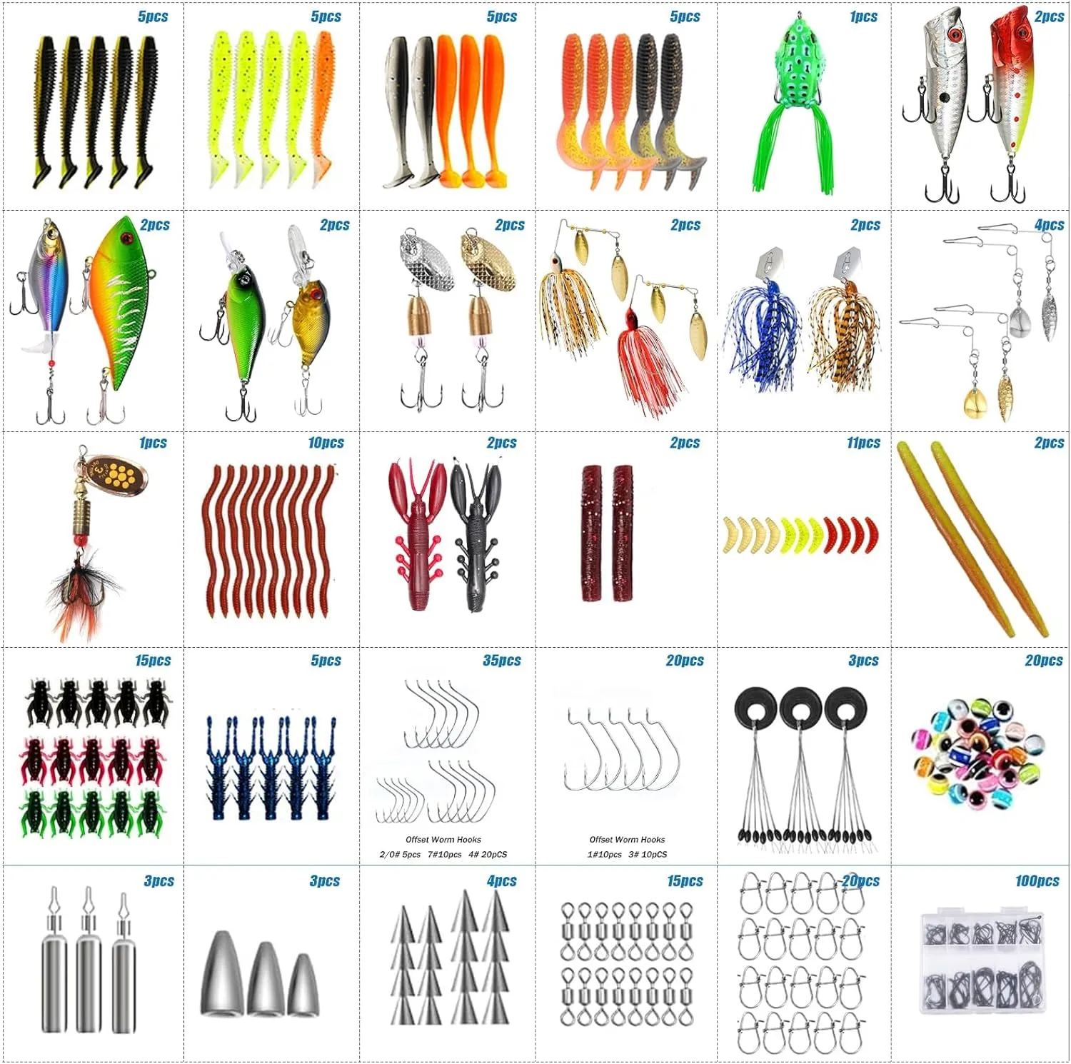 329/427PCS Fishing Lures, Upgrade Fishing Tackle Box with Tackle Included, Fishing Gear Accessories Kit with Lip Grip, Crankbait,Hooks, Weights, Fishing Gift for Men Bass Freshwater