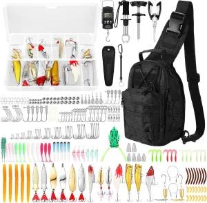 393 Pcs Fishing Tool Kit with Backpack, Tackle Boxes, Pliers, Bait Lure, Gear, Fish Hook Remover for Men, Women, Outdoor