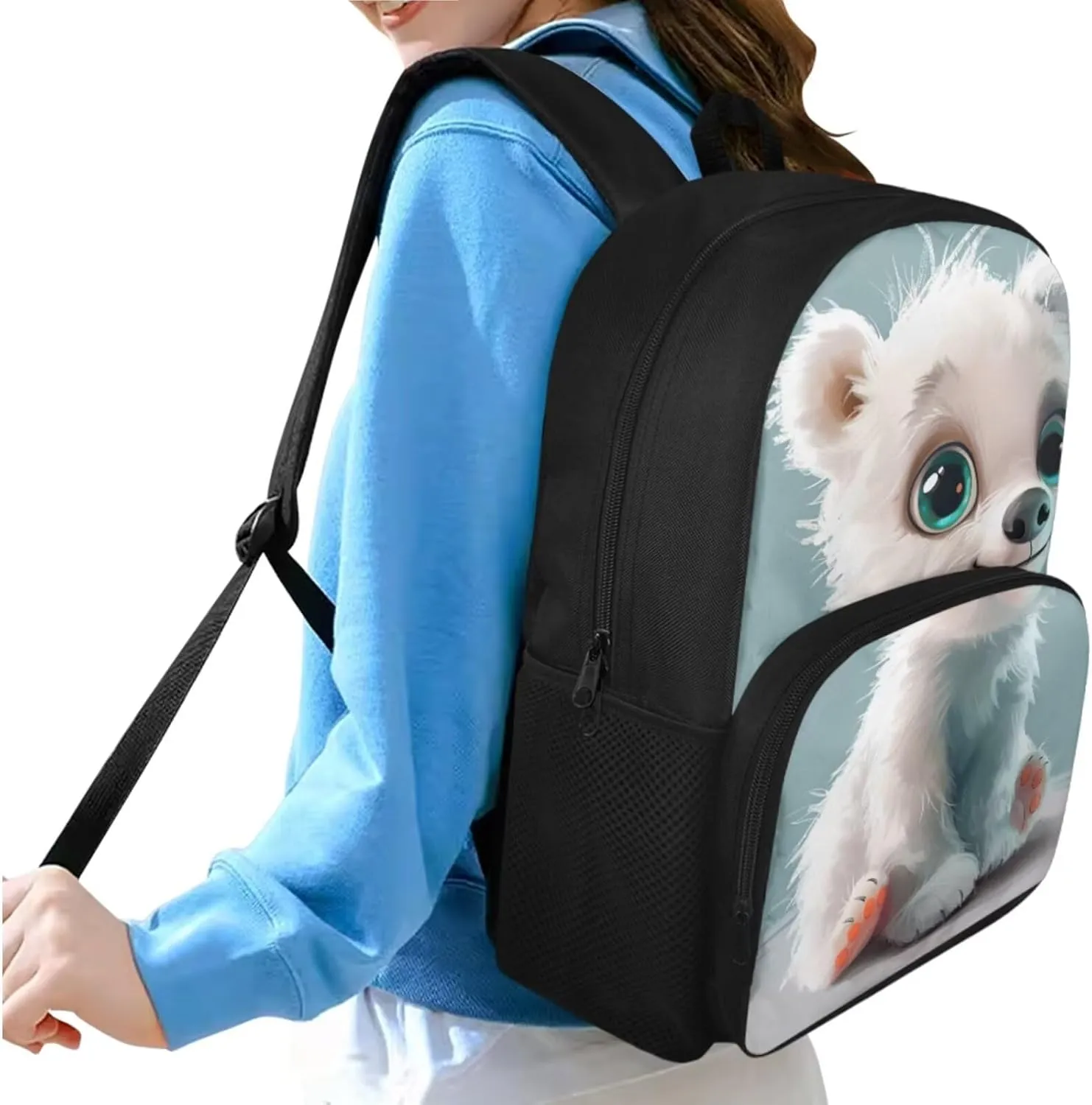 3D Puppy School Bag and Lunch Box Set for Girls Lightweight Elementary Bookbag for Students Dust Proof Easy to Clean Backpack Lightweight Backpack 3 in 1 Set for Girls Boys Kids