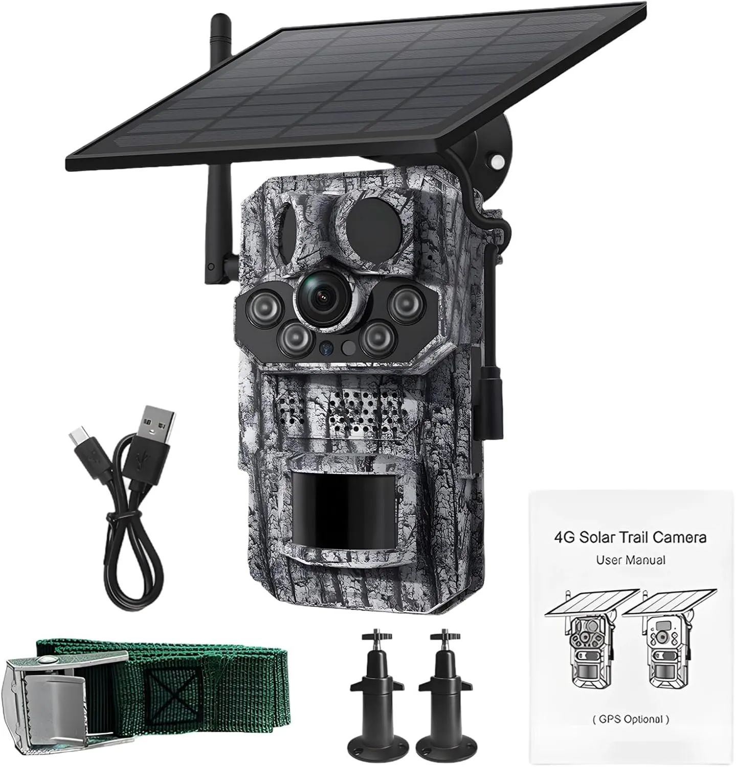 3Mp Solar-Powered 4G Trail Camera with GPS, Advanced Night Vision, for Outdoor Security, Hunting, and Wildlife Observation