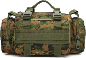 3P Military Duffel Waist Bag, Molle Bicycle/Motorcycle Waterproof Fanny Packs Camera Bag Camo EDC Utility Pouch Crossbody with Shoulder Strap Hand Carry