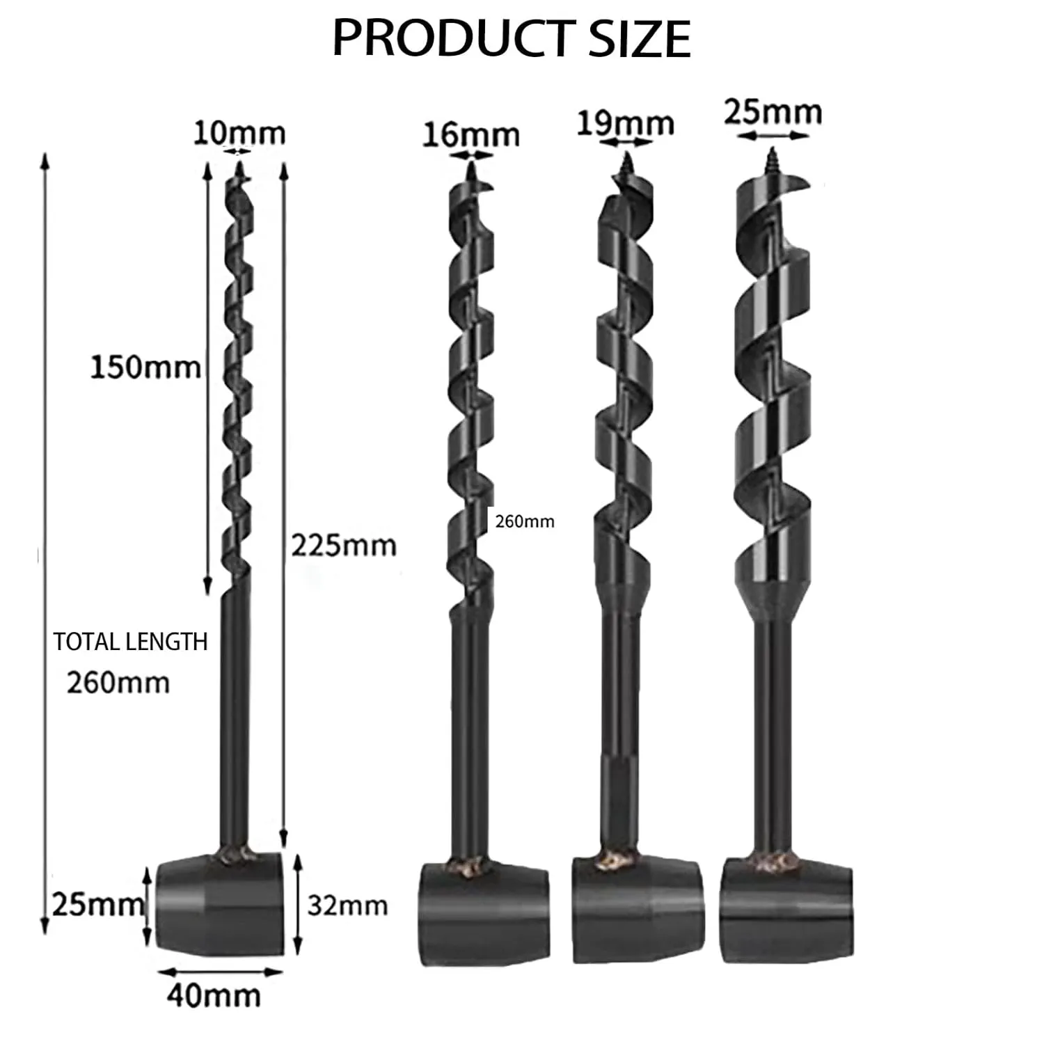 4 Pcs Hand Auger Wood Drill,Bushcraft Hand Auger Wrench Scotch Eye Wood Auger Bushcraft Auger Survival Settlers Wrench Tool Bushcraft Gear for Camping,Outdoor,Hiking,Woodworking