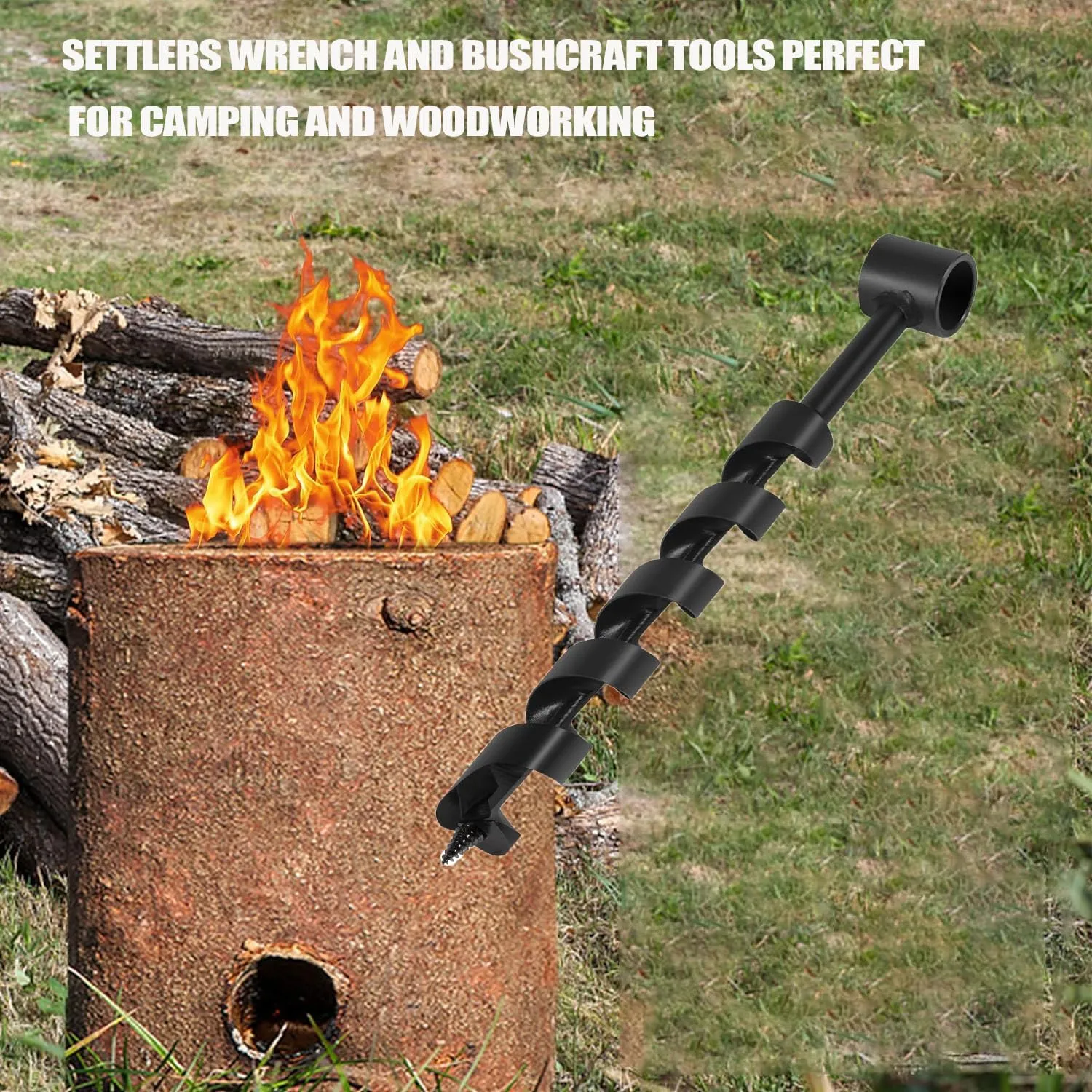 4 Pcs Hand Auger Wood Drill,Bushcraft Hand Auger Wrench Scotch Eye Wood Auger Bushcraft Auger Survival Settlers Wrench Tool Bushcraft Gear for Camping,Outdoor,Hiking,Woodworking