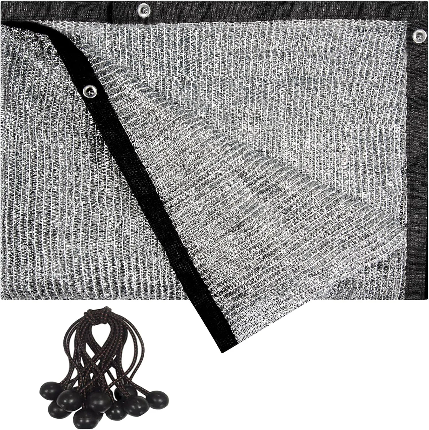 40% Aluminum Foil Shade Cloth with Grommets,3 FT x 10 FT，Silver Tarps Fabric Privacy Screen Pet Shade Car Cover Patio Garden Pergola Cover Canopy, Come with Ball Bungee Aluminum Shade Net