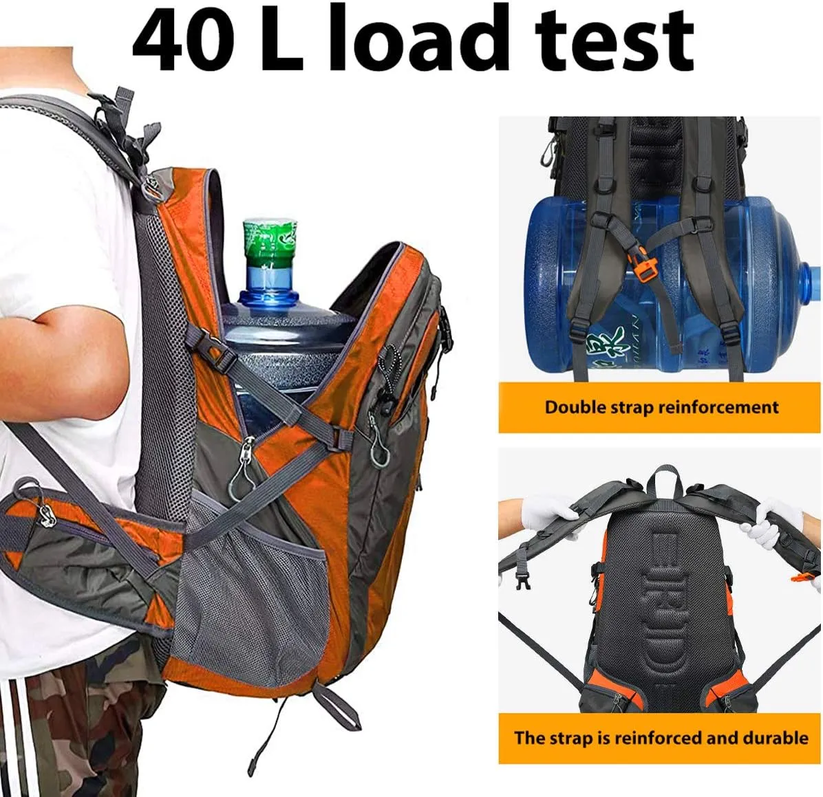 40L Waterproof Lightweight Outdoor Daypack Hiking,Camping,Travel Backpack for Men Women Orange