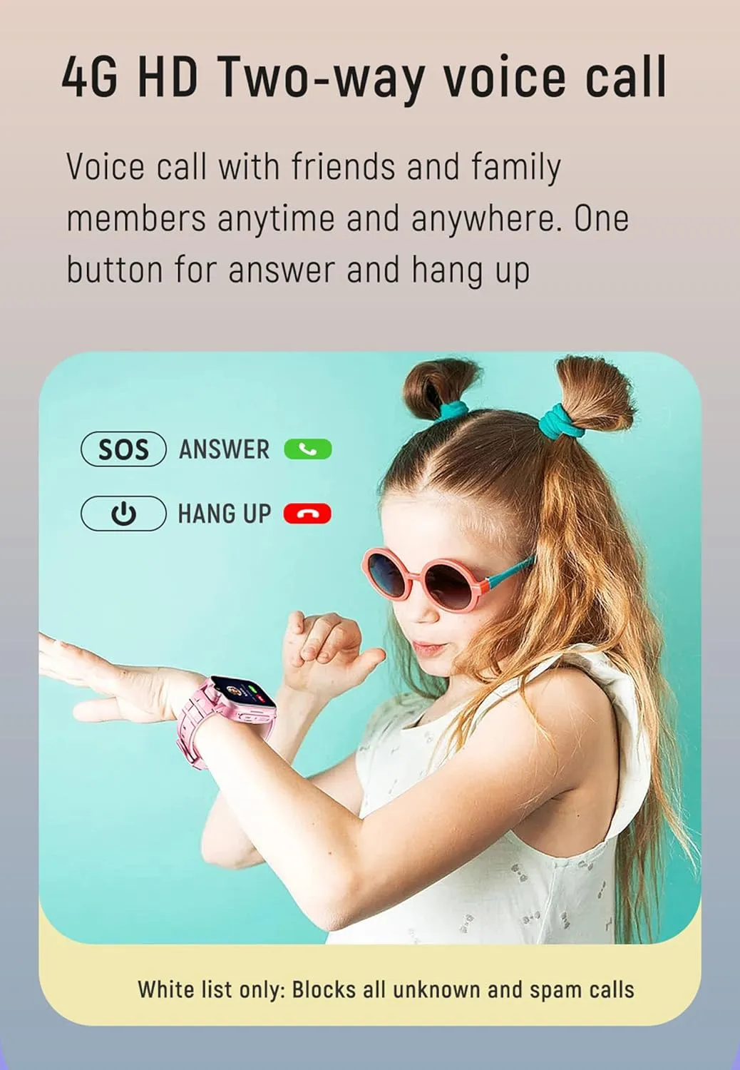 4G GPS Smart Watch for Kids GPS Tracker Phone Watch Whatsapp Video Call SOS Alarm Voice Chat Message and Text Real-Time Tracking Smartwatch for Age 3-15 Gift Pink