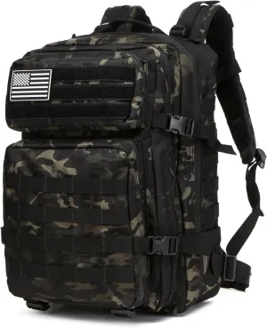50L Sturdy Waterproof Fishing Hunting Bag Outdoor Military Tactical Sports Fitness Camping Hiking GYM Bag Backpacks (Camo black)