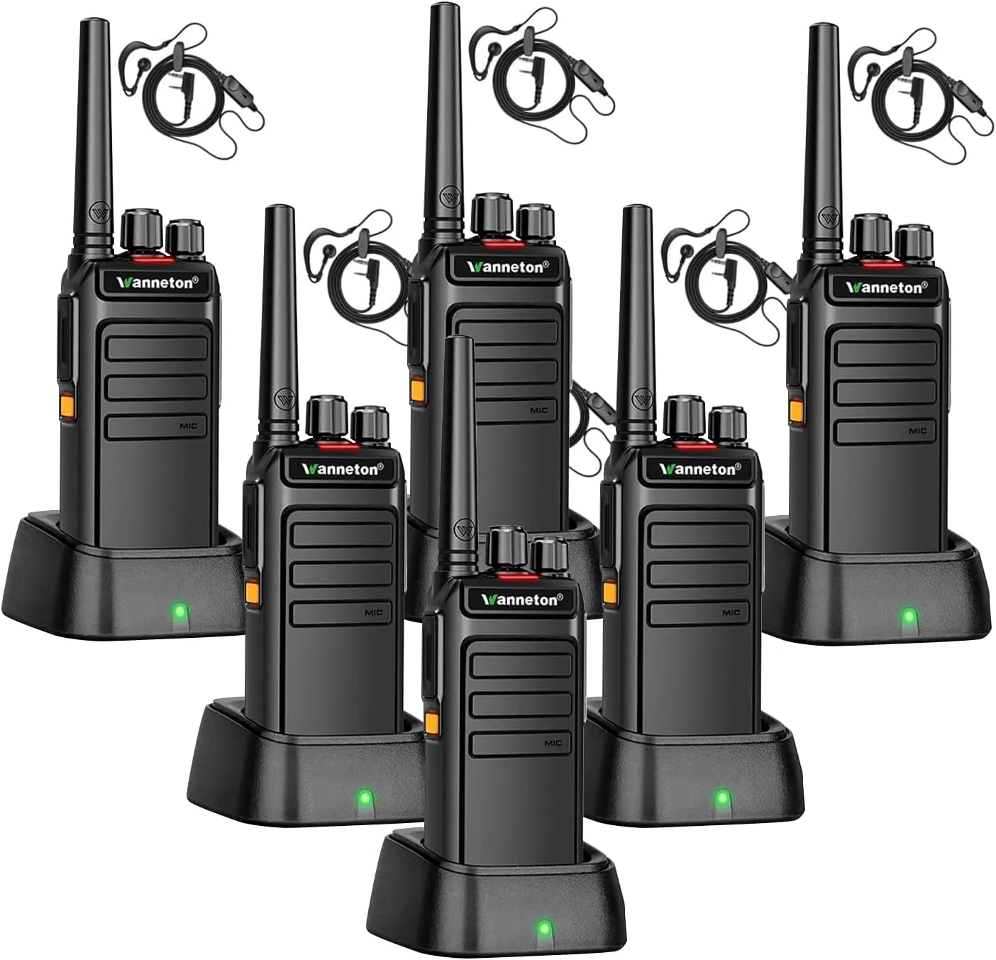 6 Pack Waterproof Rechargeable Walkie Talkies Long Range Handheld Radios with Wireless Frequency Copy, Compatible with Most Brands for Seamless Workplace Communication