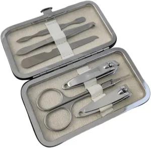 6 Piece Nail Clipper Set PU Box Manicure Tools Eyebrow Grooming Kit Professional Pedicure Set