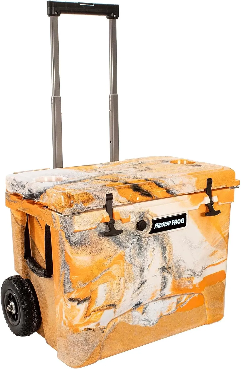 60 Quart Ice Chest Heavy Duty High Performance Roto-Molded Commercial Grade Insulated Cooler with Telescoping Handle and Wheels