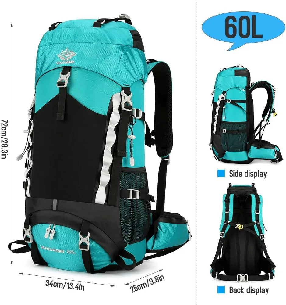 60L Waterproof Hiking Backpack Camping Travel Daypack with Rain Cover for Camping Hiking Travel
