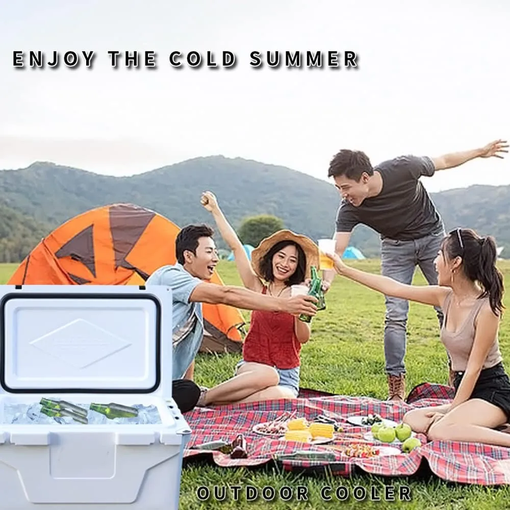 65 QT Portable Outdoor Cooler with Wheels and Handle for Beach Car Boat, Small Rolling Insulated Ice Chest, Hard Personal Travel Cooler for Party Fishing Camping Pool, Beverage Drink Can