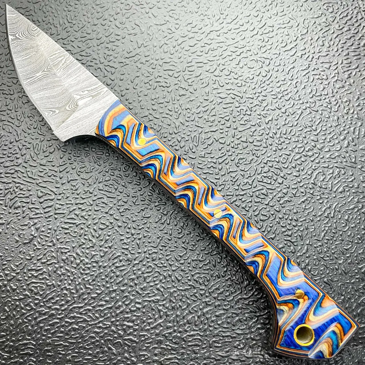 6.6" Damascus Survival Fixed Blade Hunting PRIDEFUL FANG CAPING Skinner Knife