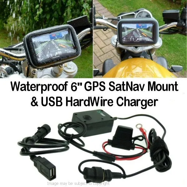 6inch SatNav GPS Powered Motorcycle Mount - USB (SKU 15044)