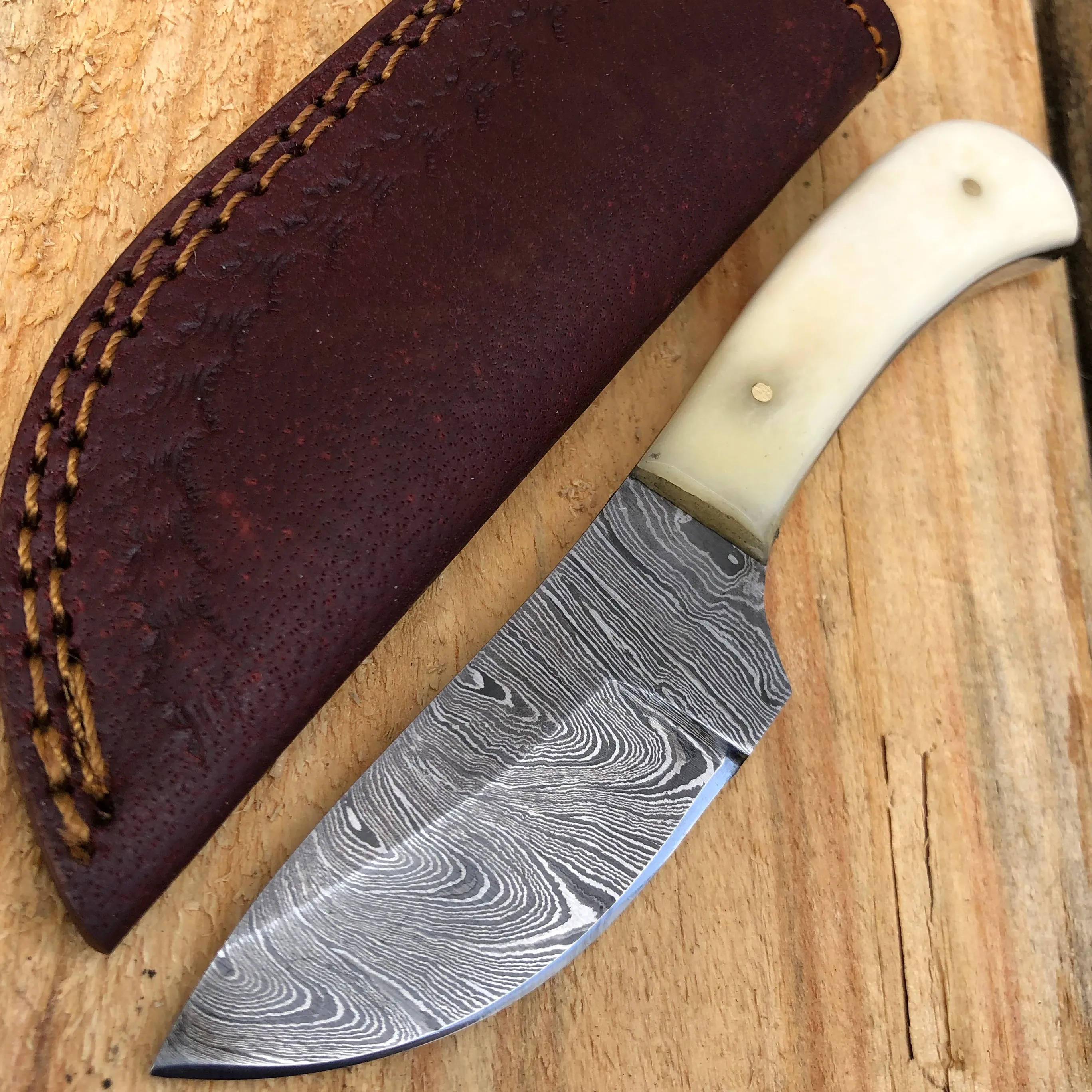 6" DAMASCUS FIXED BLADE Survival Skinner Camping Knife NEW