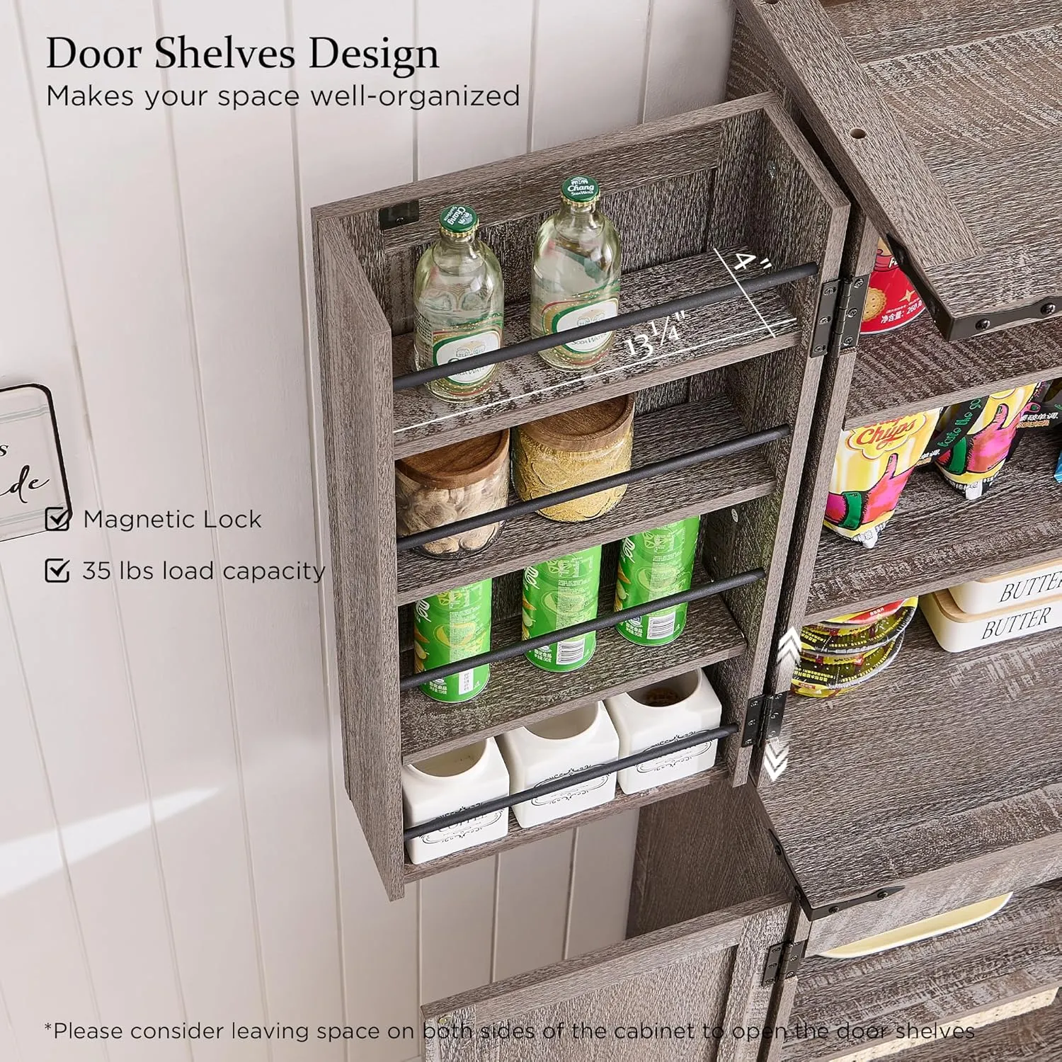 72" Tall Kitchen Pantry, Farmhouse Storage Cabinet with Barn Doors, Organizer, Drawer and Adjustable Shelves, Rustic Wood Cupboard for Kitchen, Dining Room, Bathroom and Hallway, Rustic Grey