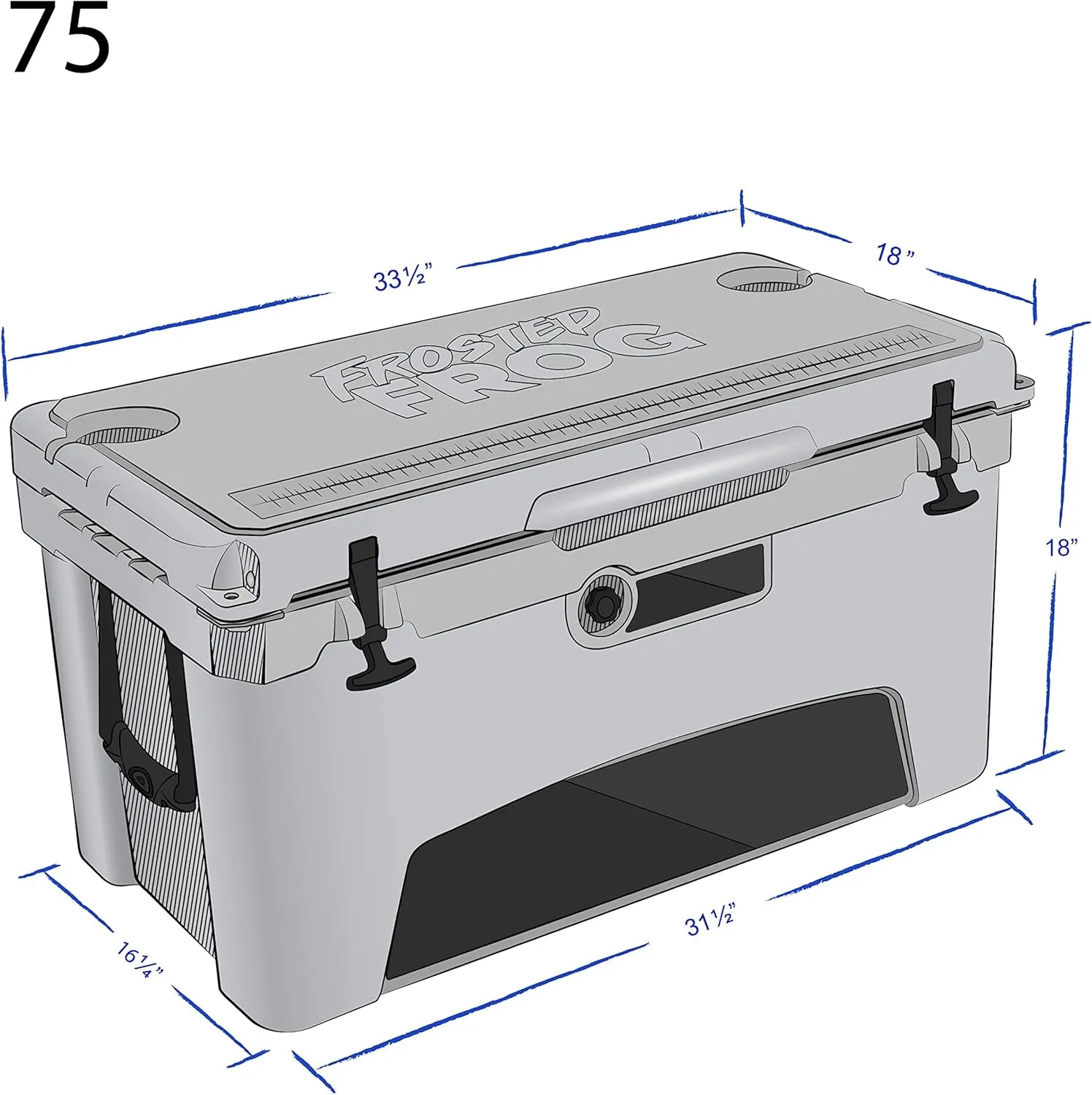 75 Quart Ice Chest Heavy Duty High Performance Roto-Molded Commercial Grade Insulated Cooler
