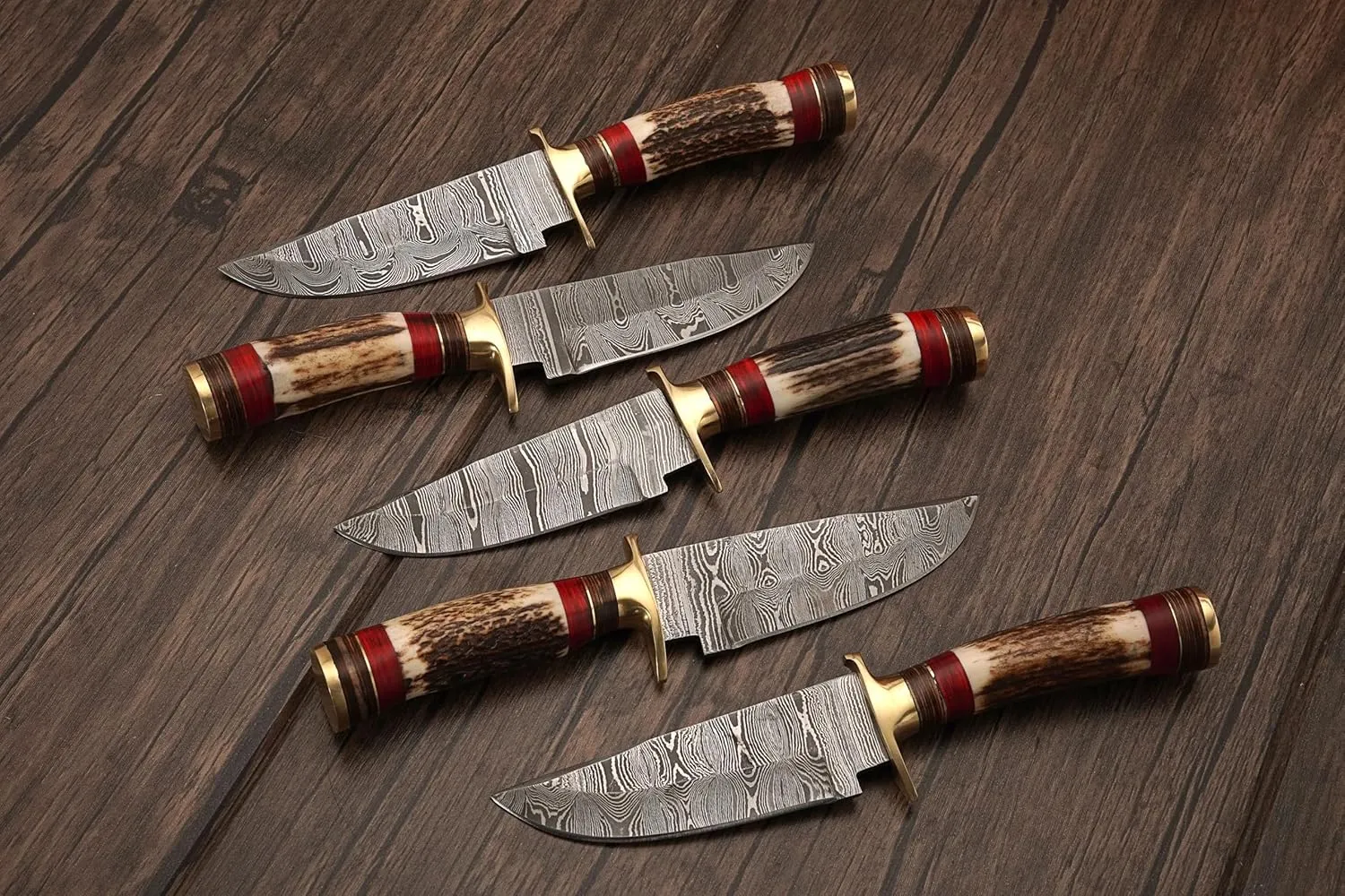 8 inch Handmade Personalized Damascus Knife set for Groomsmen gifts | Fixed blade knife for Survival, Camping, Bushcraft Ergonomic