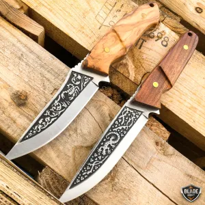 8.5" Hunting Tactical FIXED BLADE Survival Camping Knife w/ Wood Handle   Sheath