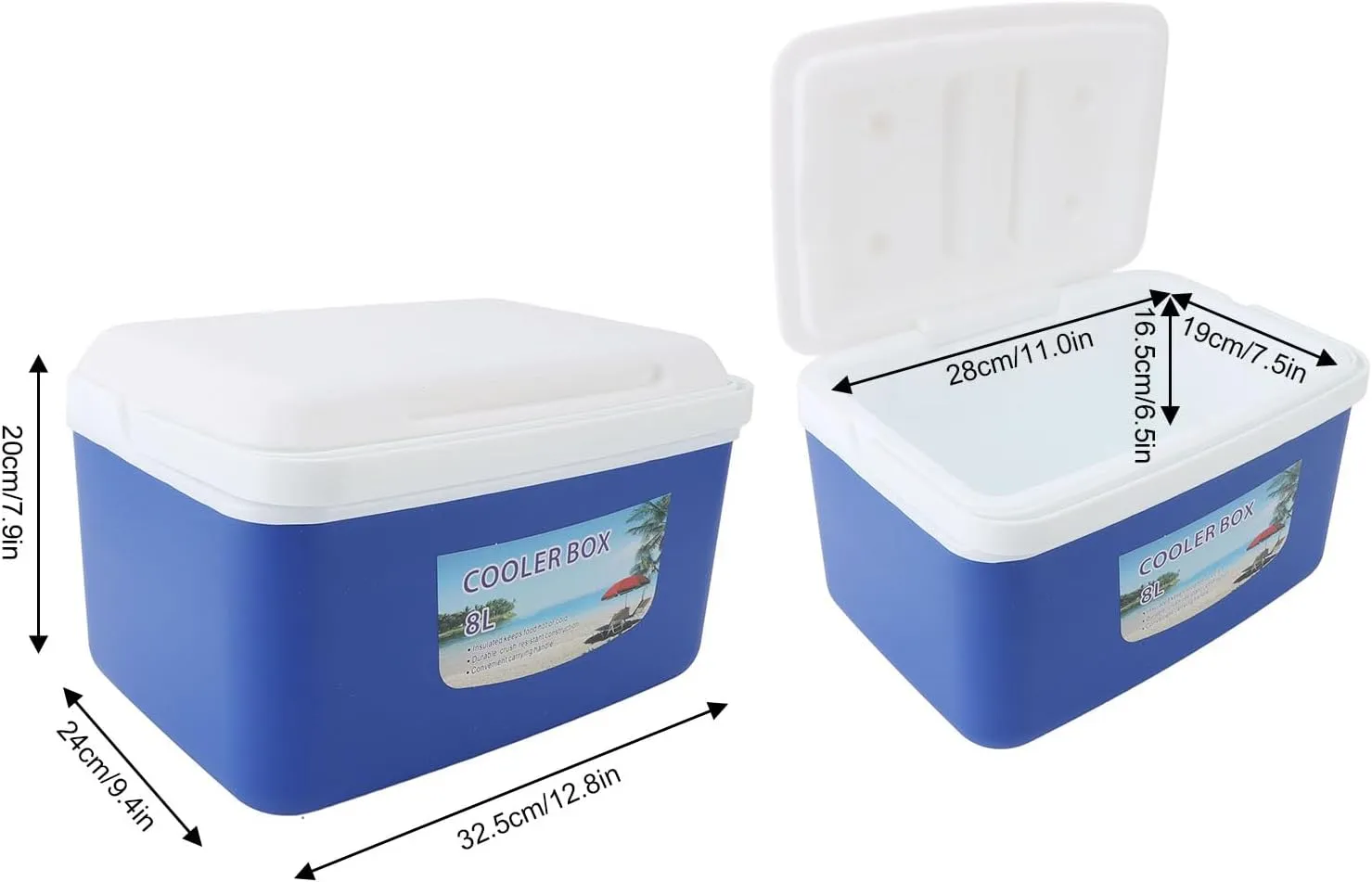 8L Insulated Portable Cooler, Leak Proof Ice Chest Lunch Box, Insulated Cooler Lunch Box, Hard Cooler with Heavy Duty Handle for Camping, Tailgating, Beach, Picnic, Groceries