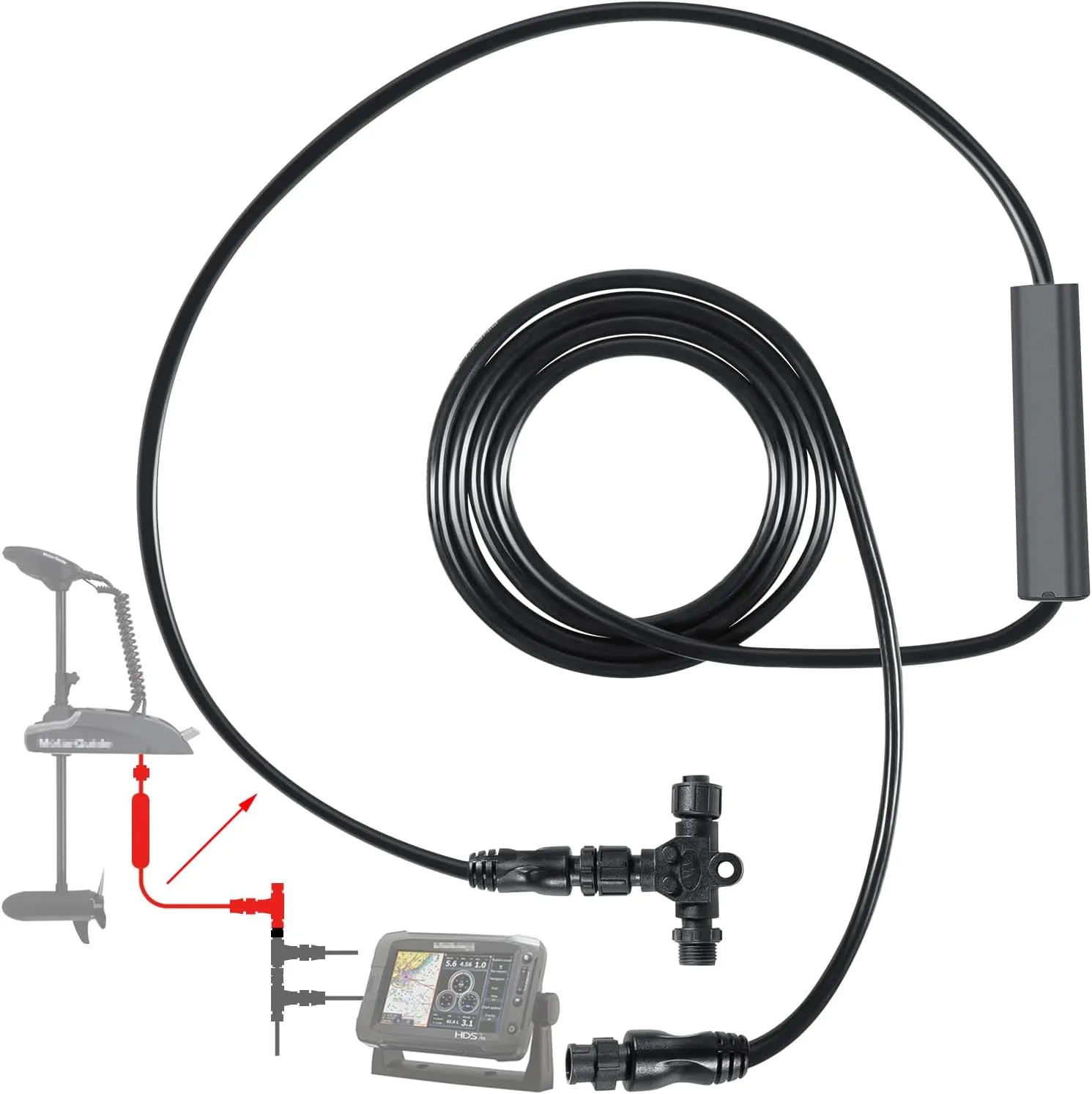 8M0092085 Replacement for MotorGuide Pinpoint GPS Gateway Kit Xi3 and Xi5 Trolling Motors Lowarnce HDS and Elite Ti Sonar GPS Integration Electric Control Module NMEA 2000 Cable, T-Connector, Black