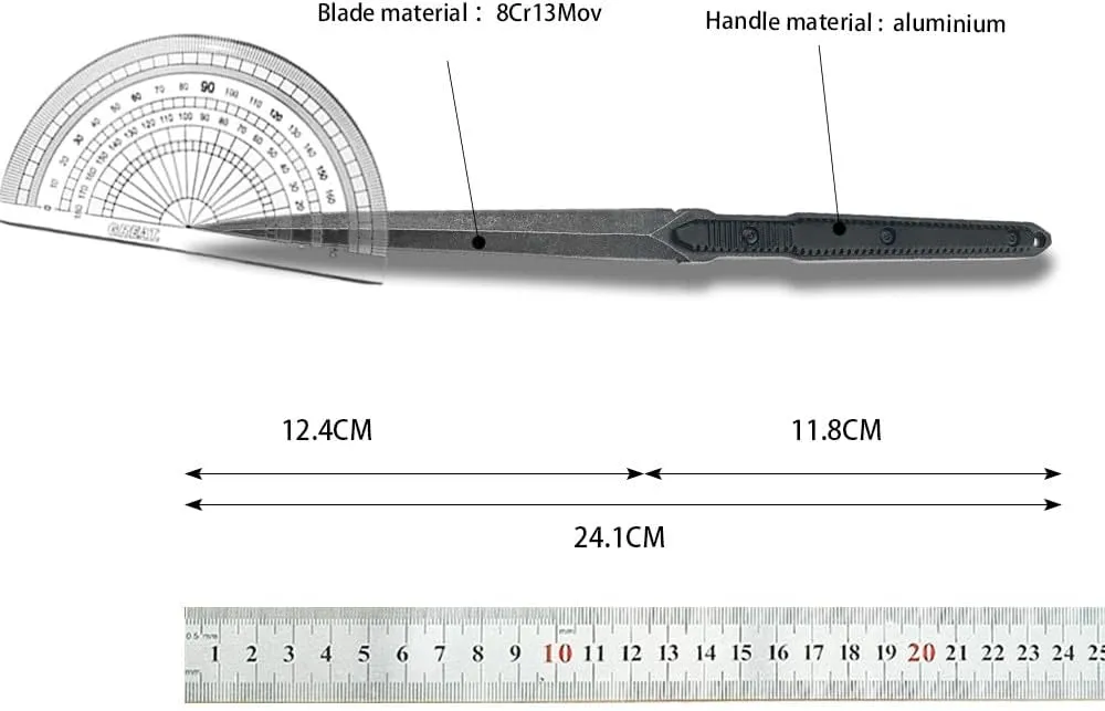 9.5'' Full Tang Tactical Fixed Blade Knife 8Cr13Mov Steel Blade Aluminum Handles with Kydex Sheath,Outdoor Hunting Knives EDC Survival Tools (black)