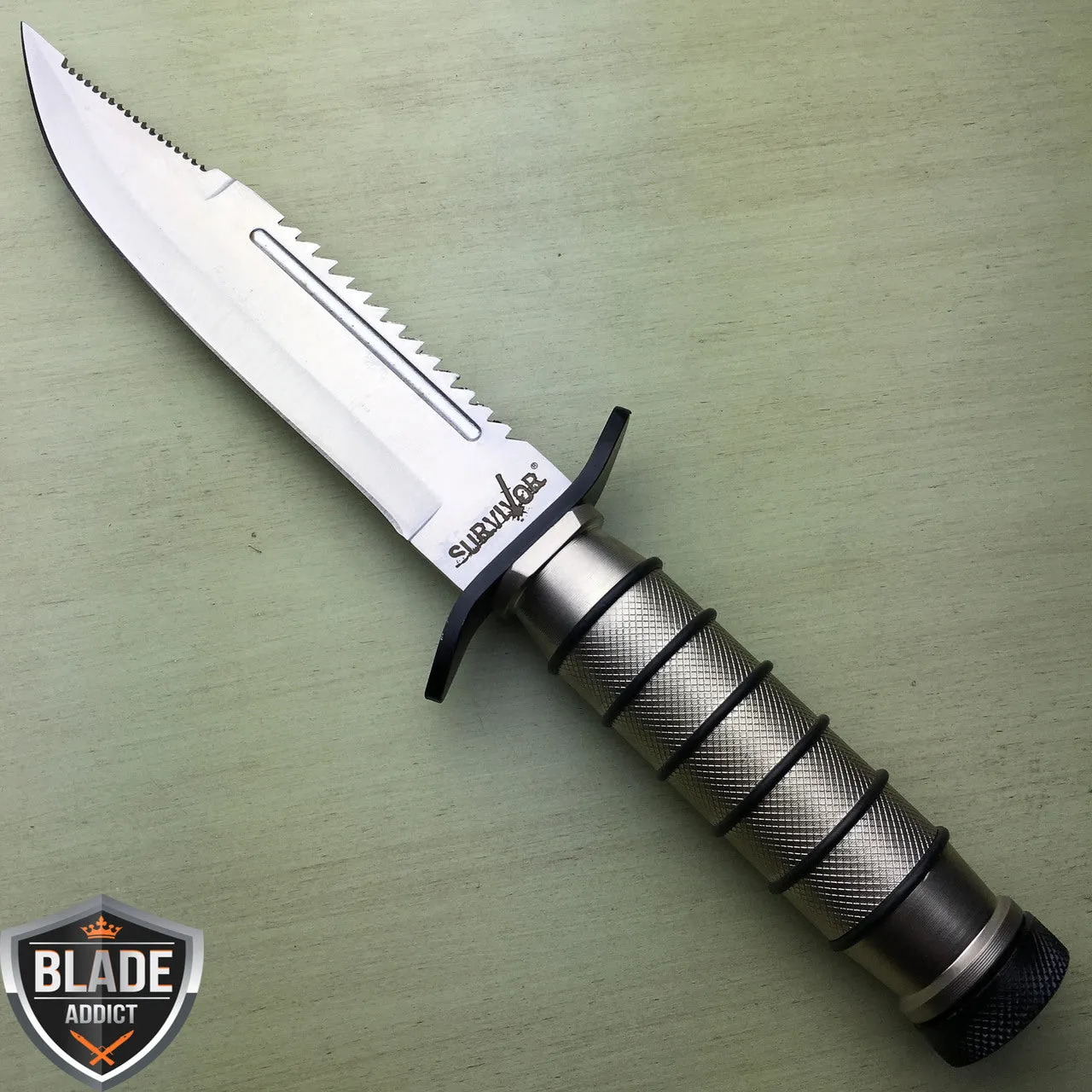 9.5" Tactical Hunting Army Rambo FIXED BLADE Knife Bowie w Survival Kit