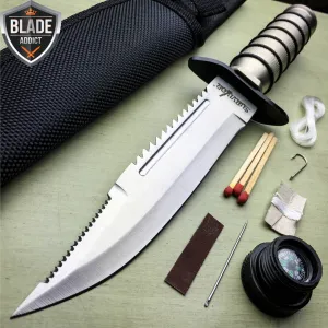 9.5" Tactical Hunting Army Rambo FIXED BLADE Knife Bowie w Survival Kit