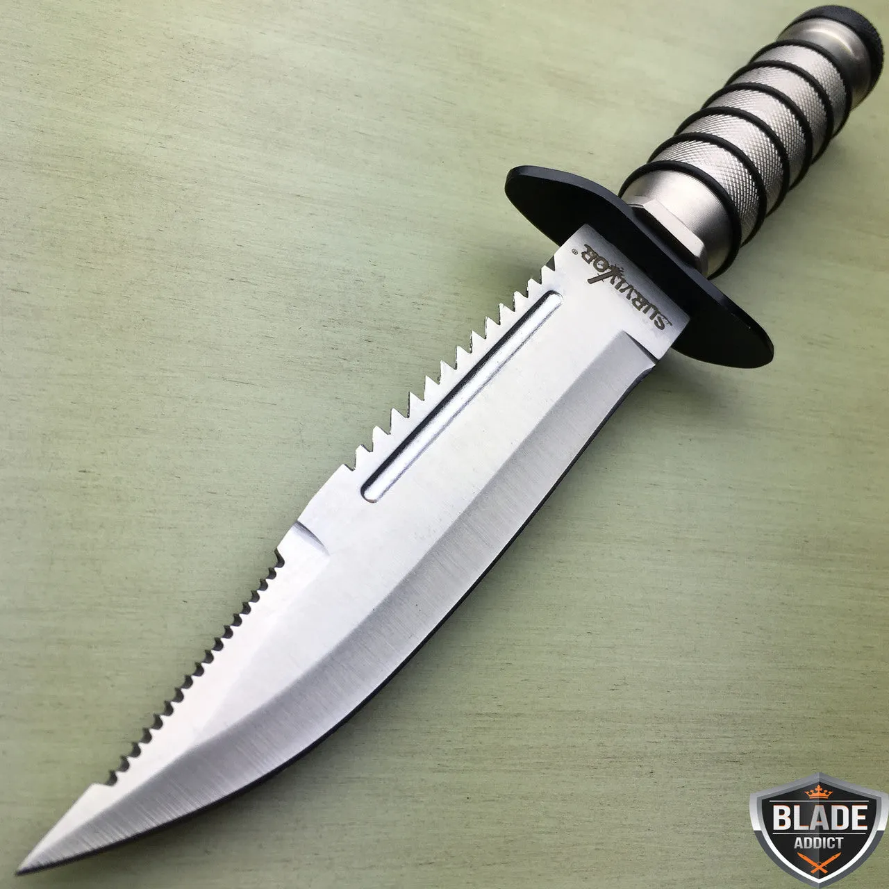 9.5" Tactical Hunting Army Rambo FIXED BLADE Knife Bowie w Survival Kit