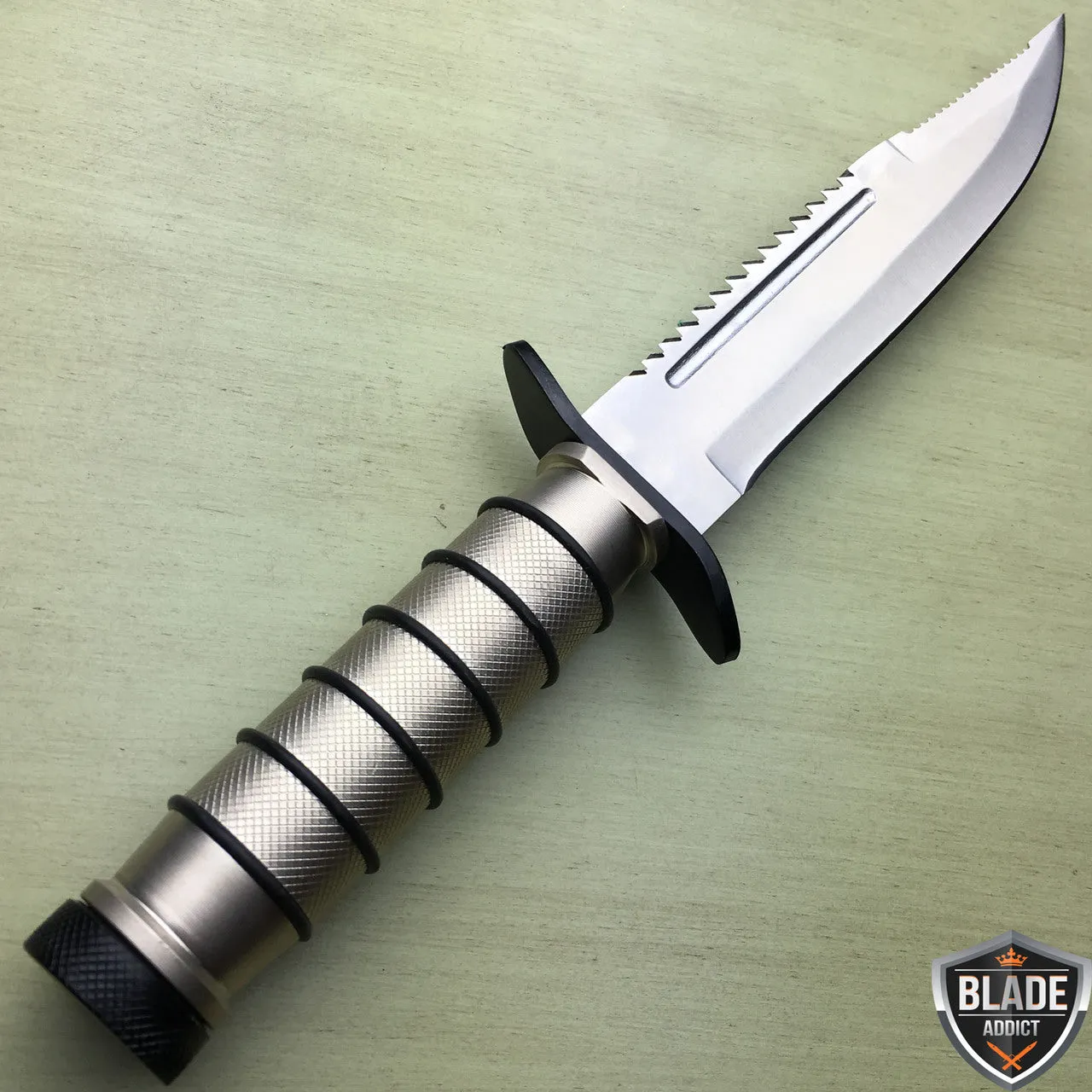 9.5" Tactical Hunting Army Rambo FIXED BLADE Knife Bowie w Survival Kit