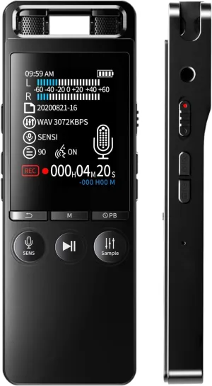 96GB Digital Voice Recorder,Voice Activated Recorder for Lectures, Meetings, Portable Small Hand held Tape Recorder, Dictaphone Recording Device with Playback,Microphone,3072 kbps HD Sound Reduction