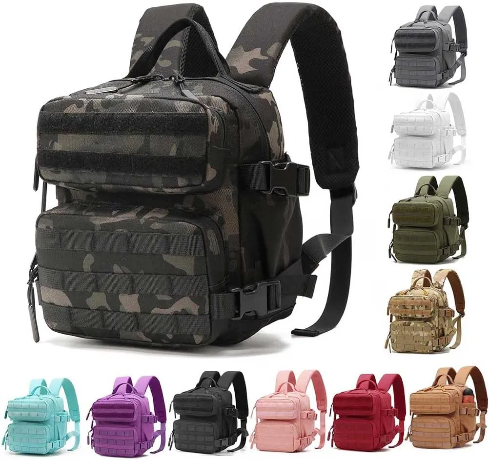 9L Mini Backpack for Women, 9L Small Hiking Backpack of Gym, Travel, Camping (Black camouflage)