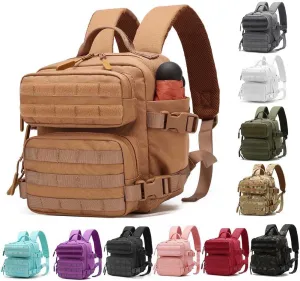 9L Mini Backpack for Women, 9L Small Hiking MOLLE Backpack for Gym, Travel, Camping (Brown)