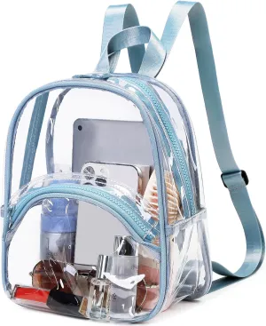 abshoo Clear Mini Backpack for Stadium Events Approved 12 x6 x12 See Through Clear Bag for Girls Women (Blue)