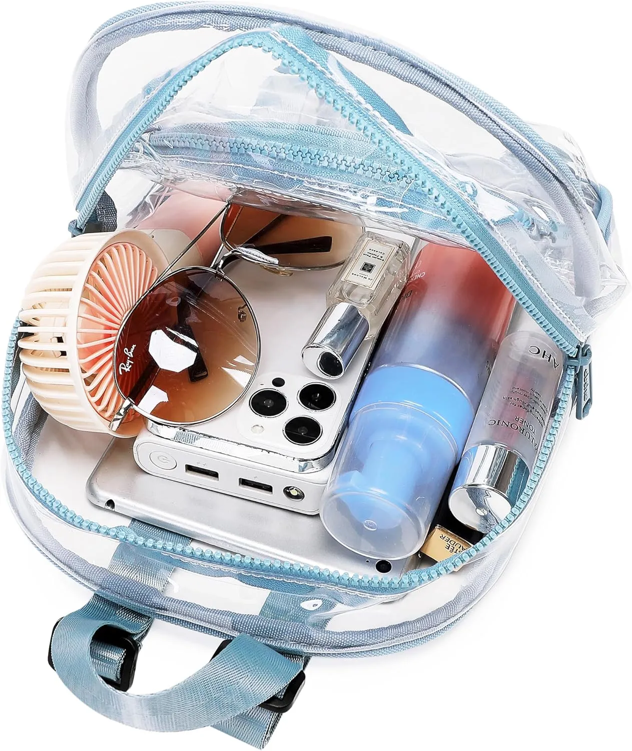 abshoo Clear Mini Backpack for Stadium Events Approved 12 x6 x12 See Through Clear Bag for Girls Women (Blue)