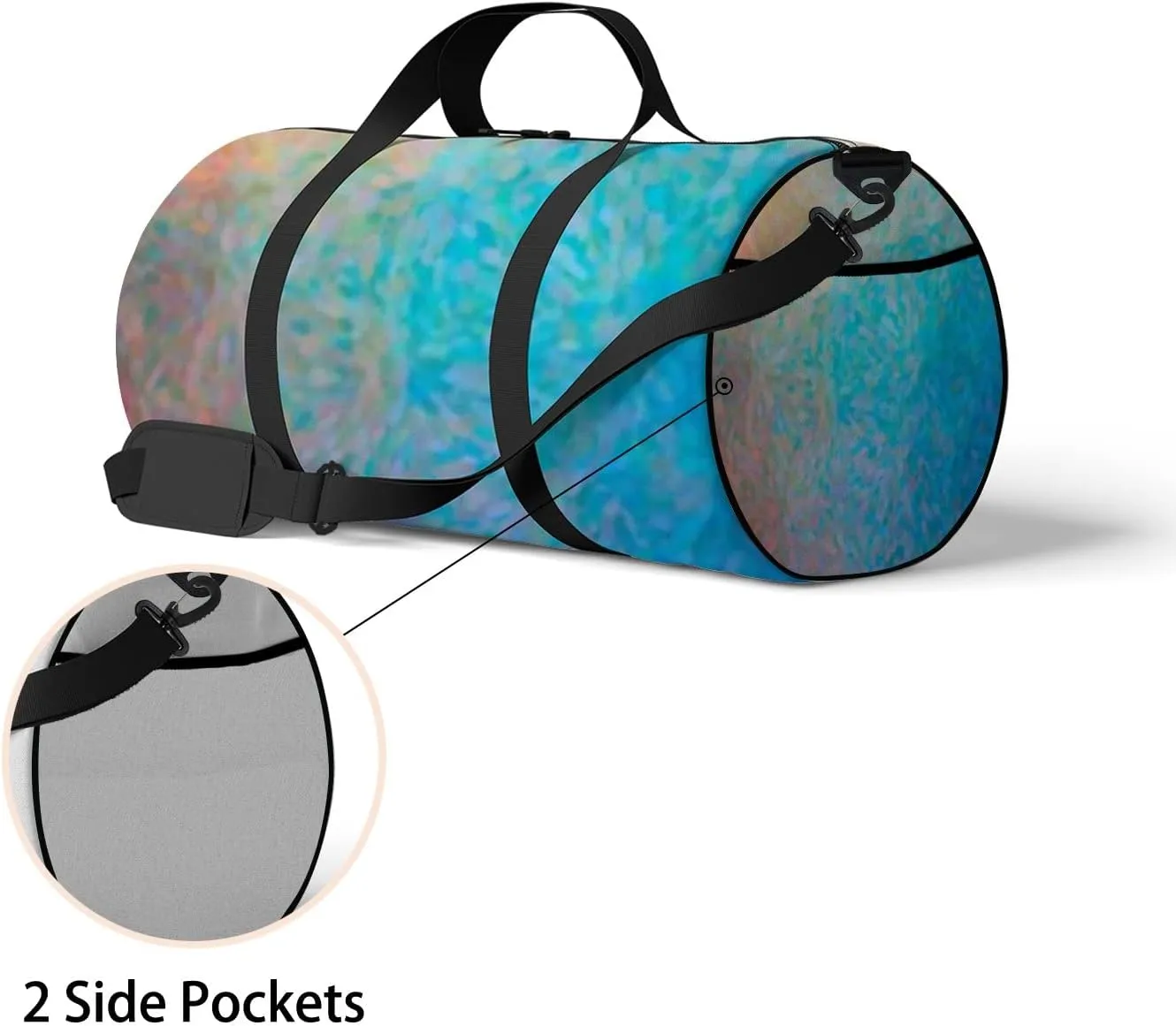 Abstract Illustration Blue Orange Red Impressionist Sports Bag Tote Bag Waterproof Gym Bag with Shoulder Strap Zipper 2 Side Pockets for Men and Women, Travel and Storage Shoulder Bag.