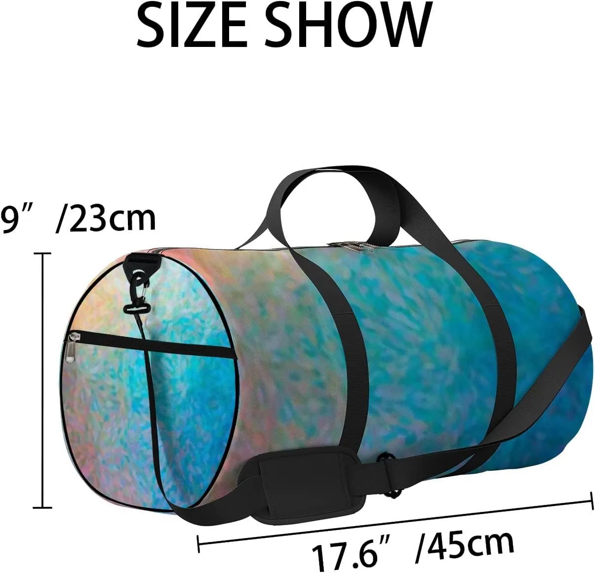 Abstract Illustration Blue Orange Red Impressionist Sports Bag Tote Bag Waterproof Gym Bag with Shoulder Strap Zipper 2 Side Pockets for Men and Women, Travel and Storage Shoulder Bag.