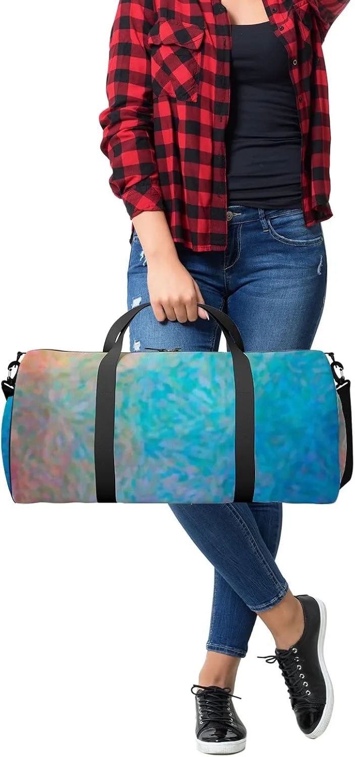 Abstract Illustration Blue Orange Red Impressionist Sports Bag Tote Bag Waterproof Gym Bag with Shoulder Strap Zipper 2 Side Pockets for Men and Women, Travel and Storage Shoulder Bag.