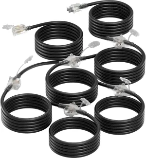 addlon 50FT Black Outdoor Extension Cord with Mutil Outlets Evenly Spaced 3 Outlets 16/3 SJTW Weatherproof Power Cable for Indoor Outdoor Christmas Halloween with Indicator Lights ETL Listed