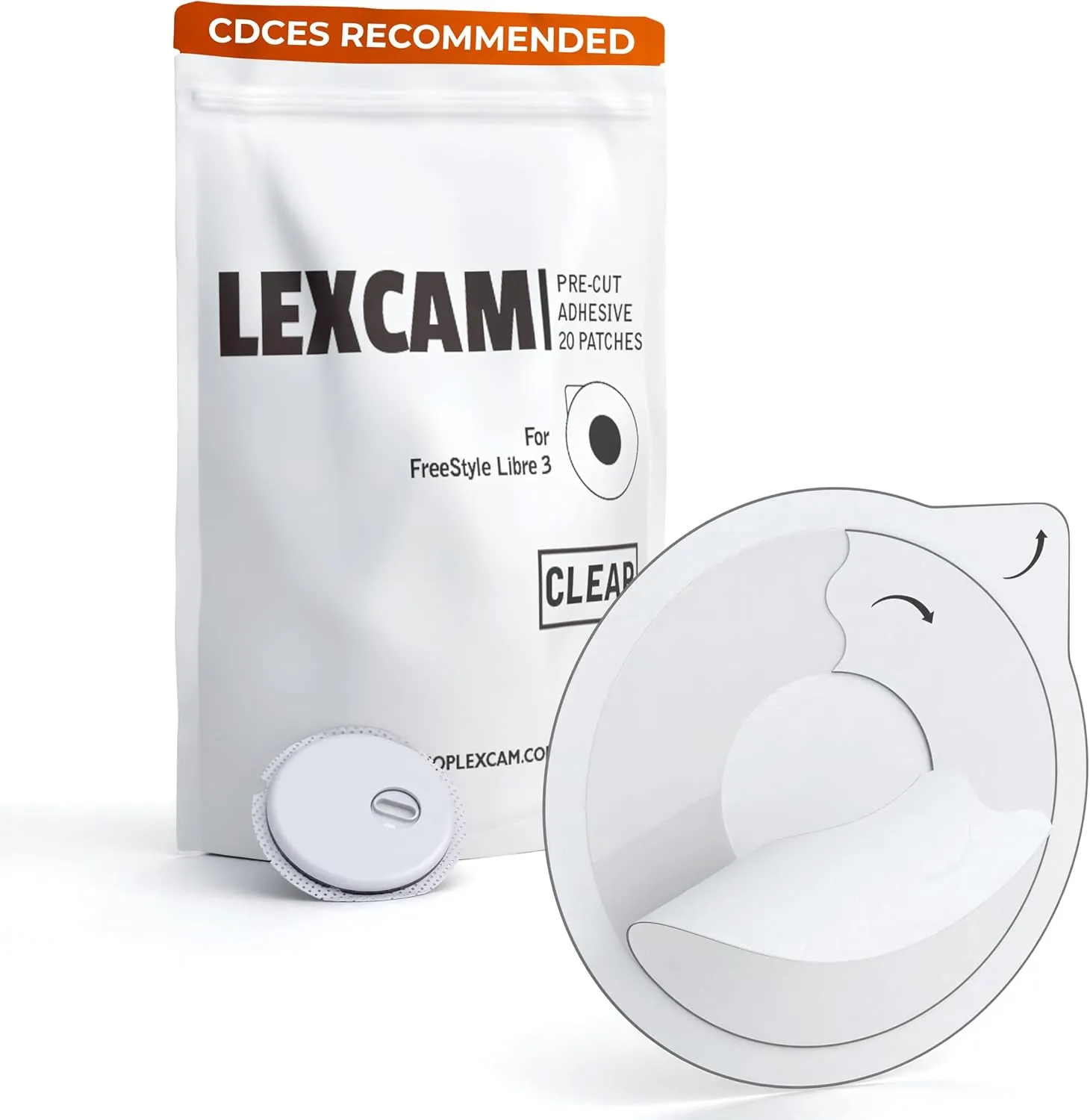 Adhesive Freestyle Libre 3 Only Sensor Covers – Pack of 20 Patches, Waterproof, Transparent Cover w/Hole in Middle for Continuous Glucose Monitoring Device, Sensor is NOT Included