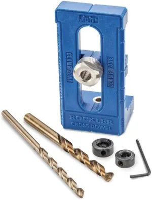 Adjustable Cross Dowel Drilling Jig - Self-Centering Dowel Jig Kit for Straight & Square Cuts - Durable Plastic & Steel Woodworking Tools And Accessories - Dowel Drill Guide for Precise Hole Drilling