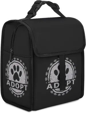Adopt A Dog Paw Fashion Insulated Cooler Bag Portable Waterproof Lunch Box Adjustable Handbag Meal Tote with Handle