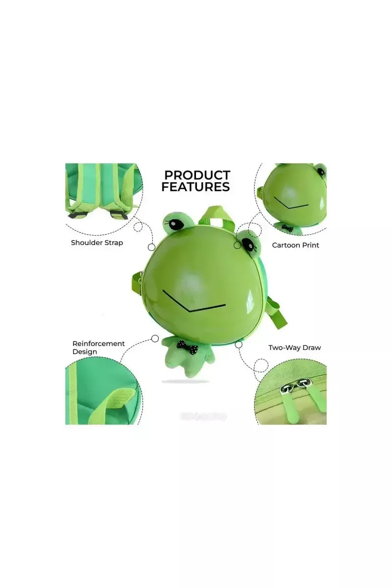 Adorable Frog-Themed Kids' Backpack - Light Green