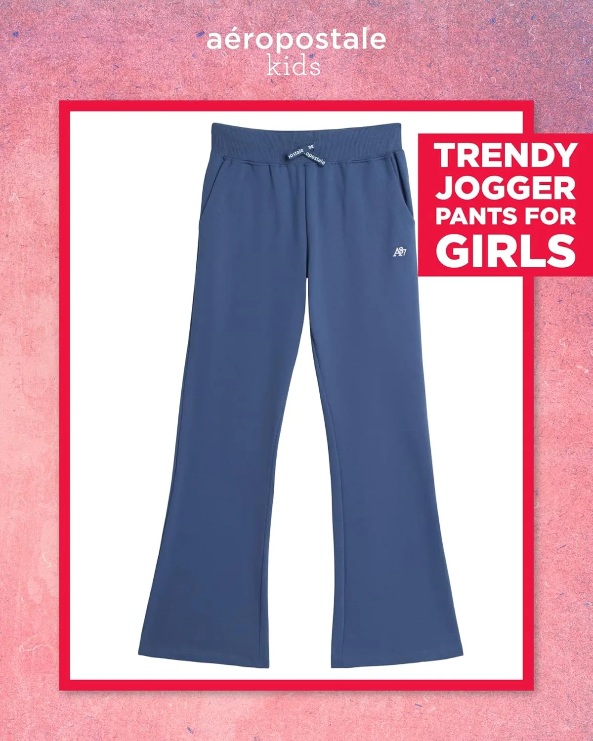 AEROPOSTALE Girls' Sweatpants - Fleece Wide Leg Performance Jogger Pants for Girls - Kids' Lightweight Joggers (7-16)