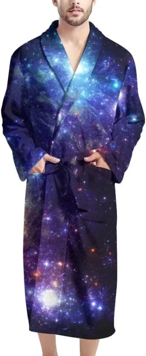 AFPANQZ Men's Bathrobe Big and Tall Full Length Sleepwear Long Sleeve Lightweight Pajama Shawl Robe with Pockets Nightgown