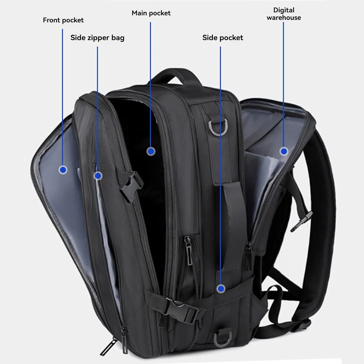 Airback Backpack, Travel Backpack with Vacuum System, Expandable Backpack with Vacuum Compression (Style C,One Size)