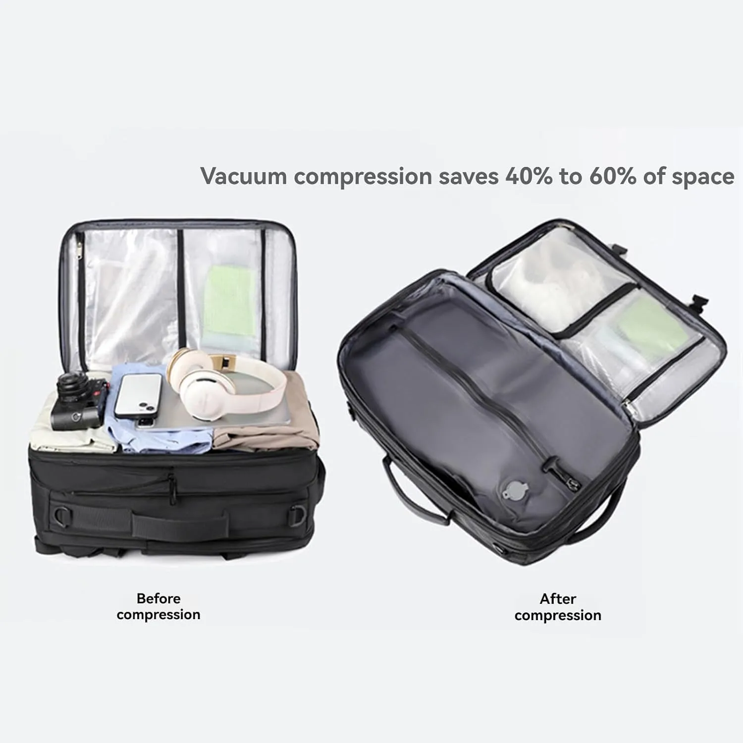 Airback Backpack, Travel Backpack with Vacuum System, Expandable Backpack with Vacuum Compression (Style C,One Size)