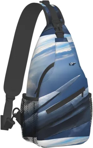 (Aircraft Fighter Jets) Crossbody Bag Men Lightweight Chest Backpack For Hiking Cycling Traveling Running